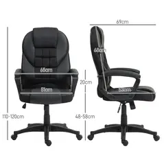 HOMCOM Faux Leather Office Chair - Black - 2