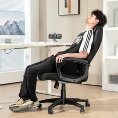 HOMCOM Faux Leather Office Chair - Black - 6