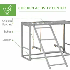 PawHut Walk In Chicken Run with Chicken Activity Shelf and Cover, 2.8 x 5.7 x 2m - 5