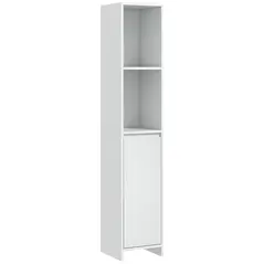 HOMCOM Narrow Bathroom Cabinet, Slim Bathroom Storage Unit with Open Compartment, Freestanding Storage Cupboard for Small Spaces, 30 x 30 x 160 cm, White - 1