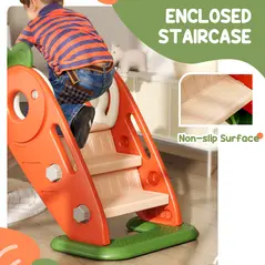 AIYAPLAY 3 in 1 Foldable Toddler Slide with Basketball Hoop, Climber, Carrot-themed, for 1-3 Years - 6