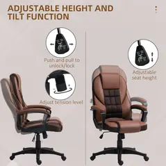 HOMCOM Faux Leather Office Chair - Brown - 3