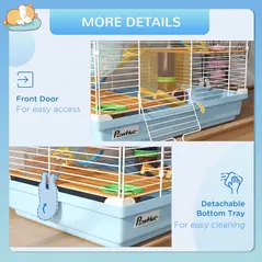 PawHut Small Hamster Cage 5-Tier Habitat with Tunnel, Light Blue - 6