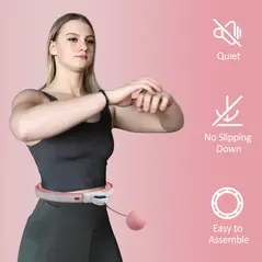 SPORTNOW Smart Weighted Hula Hoop, Massage Hula Ring w/ 16 Detachable Knots, 360° Auto-Rotating Ball, Digital Counter, Pink - 6