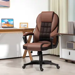HOMCOM Faux Leather Office Chair - Brown - 1