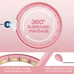 SPORTNOW Smart Weighted Hula Hoop, Massage Hula Ring w/ 16 Detachable Knots, 360° Auto-Rotating Ball, Digital Counter, Pink - 3
