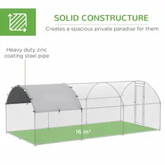 PawHut Walk In Chicken Run with Chicken Activity Shelf and Cover, 2.8 x 5.7 x 2m - 3