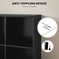 HOMCOM Six-Cube Bookcase - Black Wood Effect - 3