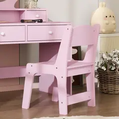 AIYAPLAY Kids Dressing Table Set Kids Make up Table with Stool and Mirror, Storage Drawers, Gift for Aged 3-8 - 7