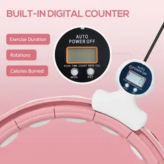 SPORTNOW Smart Weighted Hula Hoop, Massage Hula Ring w/ 16 Detachable Knots, 360° Auto-Rotating Ball, Digital Counter, Pink - 5