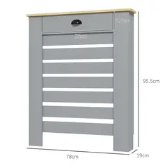 HOMCOM 95.5H x 78Wcm Radiator Cover, with Drawer - Grey - 2