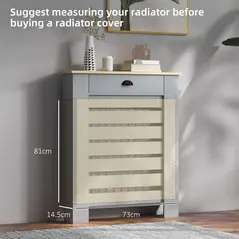 HOMCOM 95.5H x 78Wcm Radiator Cover, with Drawer - Grey - 6