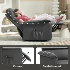 HOMCOM Electric Riser Recline Armchair, with Footrest - Dark Grey - 7