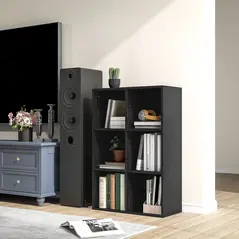 HOMCOM Six-Cube Bookcase - Black Wood Effect - 7