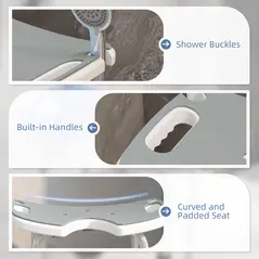 HOMCOM 39-51.5cm 'U' Seat Padded Shower Stool - Grey - 6