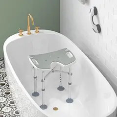 HOMCOM 39-51.5cm 'U' Seat Padded Shower Stool - Grey - 7