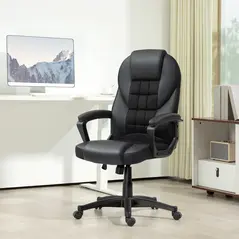HOMCOM Faux Leather Office Chair - Black - 1