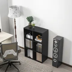 HOMCOM Six-Cube Bookcase - Black Wood Effect - 8
