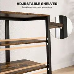 HOMCOM HiFi Stand, with Four Storage Shelves - Rustic Brown - 4