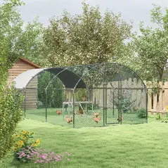 PawHut Walk In Chicken Run with Chicken Activity Shelf and Cover, 2.8 x 5.7 x 2m - 1