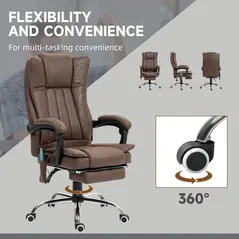 Vinsetto Vibrating Massage Office Chair with Heat, Desk Chair with Height Adjustable and Footrest, Dark Brown - 5