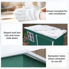 Outsunny 8.5 x 6ft Storage Shed Galvanised Steel Garden Shed, Metal Shed with Foundation Kit, Window, Lockable Wide Doors and Air Vents for Outdoor Patio, Green - 7