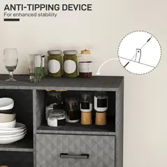 HOMCOM Sideboard with Adjustable Shelf, Freestanding Sideboard Storage Cabinet with Open Compartment and 2 Drawers, Grey - 5