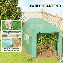 Outsunny 300 x 200cm Walk-In Polytunnel Greenhouse - Green - 6
