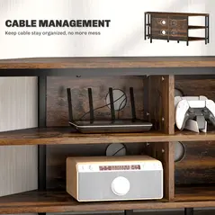 HOMCOM Industrial-Style Corner TV Unit - Black/Brown - 5