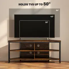 HOMCOM Industrial-Style Corner TV Unit - Black/Brown - 6