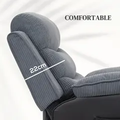HOMCOM Overstuffed Corduroy Electric Lift Chair - Dark Grey - 5