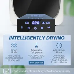 HOMCOM 4kg Vented Tumble Dryer with Deodorize, Smart Mode, 800W Compact Tumble Dryer with Stainless Steel Tub, Front Load, for Flat, Home, RVs, White - 3