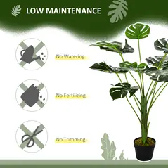 HOMCOM 2 Pack Decorative Artificial Monstera Plants in Pot Fake Plants for Home Indoor Outdoor Decor, 85cm, Green - 4