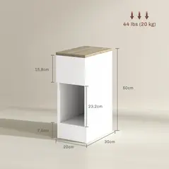 HOMCOM Set of Two Modern Storage Bedside Tables - White - 2