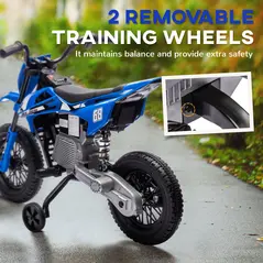 AIYAPLAY 12V Kids Electric Motorbike, Kids Electric Ride on motorcycle w/ Twist Grip Throttle, Training Wheels, Blue - 4