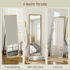 HOMCOM 162.6 cm Two-Tone Full Length Mirror - White/Oak-Tone - 5