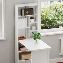 HOMCOM Three-Part Work Desk, with Storage and Writing Board - White - 7