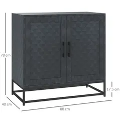 HOMCOM Modern Sideboard, Freestanding Sideboard Storage Cabinet with Adjustable Shelf and 2 Doors for Living Room, Black - 2