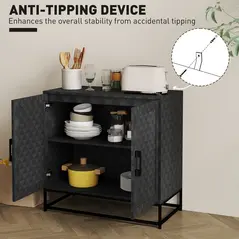 HOMCOM Modern Sideboard, Freestanding Sideboard Storage Cabinet with Adjustable Shelf and 2 Doors for Living Room, Black - 5