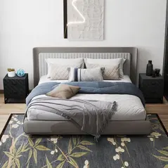 HOMCOM Bedside Tables Set of 2, Modern Bedside Table Nightstand with 2 Drawers, Bedside Cabinet Sofa Side Table with Storage, Steel Legs for Bedroom, Living Room, Black - 1