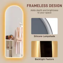 HOMCOM 120 x 40cm Arch Mirror, with LED Lights - 6