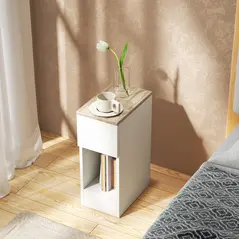 HOMCOM Set of Two Modern Storage Bedside Tables - White - 7