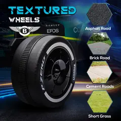 AIYAPLAY Aston Martin Licensed 12V Kids Ride on Racing Kart w/ Bluetooth, 4 Suspension Wheels, Music Lights Horn, Green - 7