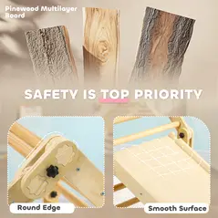 AIYAPLAY 3 in 1 Kids Climbing Set Indoor with Sliding Ramp, Foldable design, Gift for 2-6 Years Old - 4