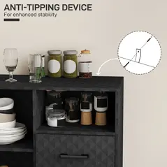 HOMCOM Sideboard with Adjustable Shelf, Freestanding Sideboard Storage Cabinet with Open Compartment and 2 Drawers, Black - 5