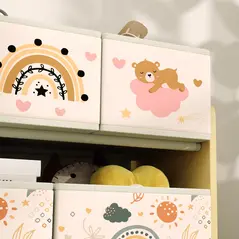 AIYAPLAY 3-Tier Kids Storage Unit with 9 Non-Woven Fabric Boxes for Toys, Books, for Bedroom, Nursery, Yellow - 8