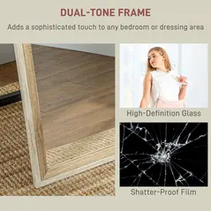 HOMCOM 162.6 cm Two-Tone Full Length Mirror - White/Oak-Tone - 4