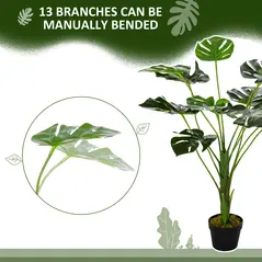 HOMCOM 2 Pack Decorative Artificial Monstera Plants in Pot Fake Plants for Home Indoor Outdoor Decor, 85cm, Green - 5