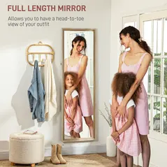 HOMCOM 162.6 cm Two-Tone Full Length Mirror - White/Oak-Tone - 3