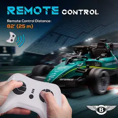 AIYAPLAY Aston Martin Licensed 12V Kids Ride on Racing Kart w/ Bluetooth, 4 Suspension Wheels, Music Lights Horn, Green - 5